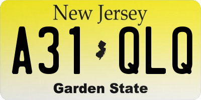 NJ license plate A31QLQ