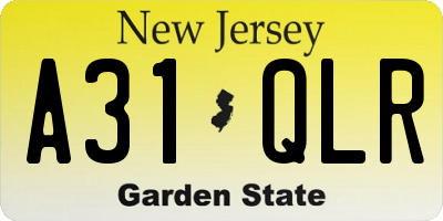 NJ license plate A31QLR