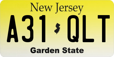 NJ license plate A31QLT