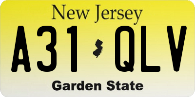 NJ license plate A31QLV