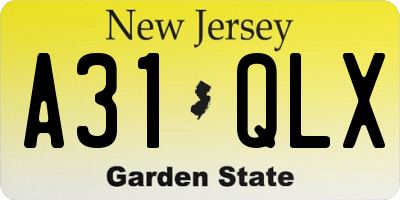 NJ license plate A31QLX