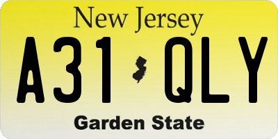 NJ license plate A31QLY