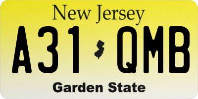 NJ license plate A31QMB