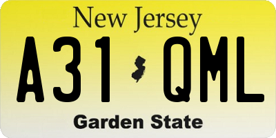 NJ license plate A31QML