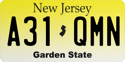 NJ license plate A31QMN