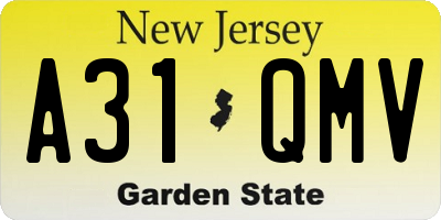 NJ license plate A31QMV