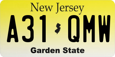 NJ license plate A31QMW