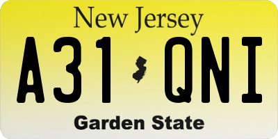 NJ license plate A31QNI