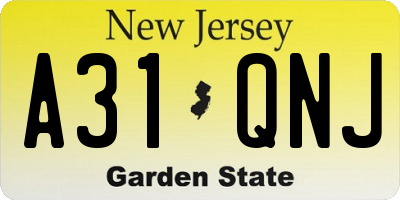 NJ license plate A31QNJ