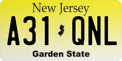 NJ license plate A31QNL