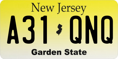 NJ license plate A31QNQ