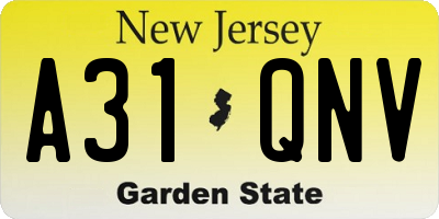 NJ license plate A31QNV