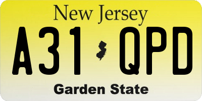 NJ license plate A31QPD