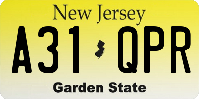 NJ license plate A31QPR