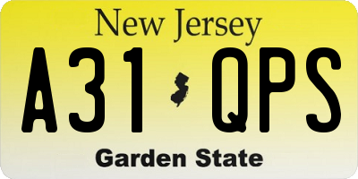 NJ license plate A31QPS