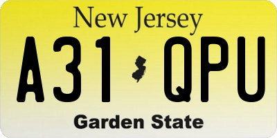 NJ license plate A31QPU