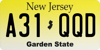 NJ license plate A31QQD