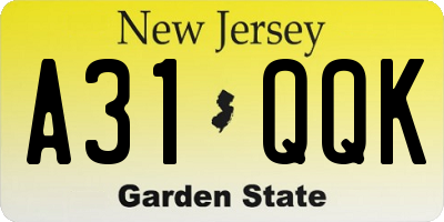 NJ license plate A31QQK