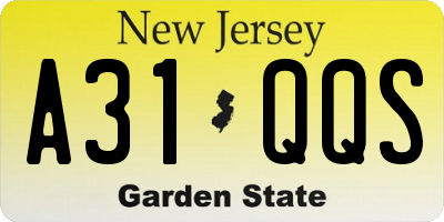 NJ license plate A31QQS