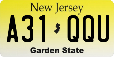 NJ license plate A31QQU