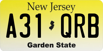 NJ license plate A31QRB