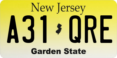 NJ license plate A31QRE