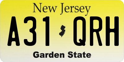 NJ license plate A31QRH