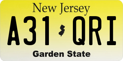 NJ license plate A31QRI