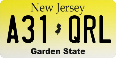 NJ license plate A31QRL