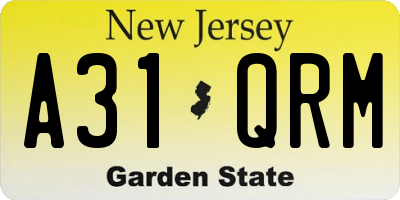 NJ license plate A31QRM
