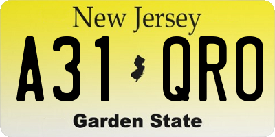 NJ license plate A31QRO