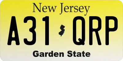 NJ license plate A31QRP