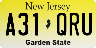 NJ license plate A31QRU