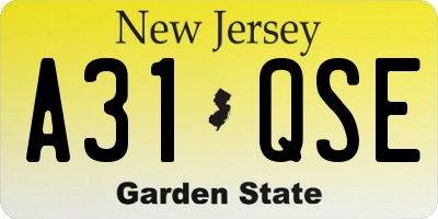 NJ license plate A31QSE