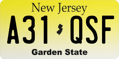 NJ license plate A31QSF