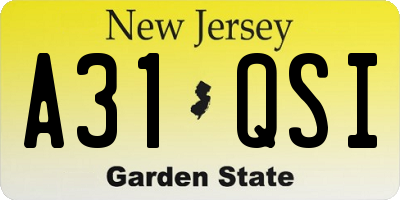 NJ license plate A31QSI
