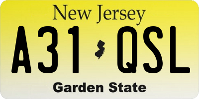NJ license plate A31QSL
