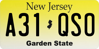 NJ license plate A31QSO