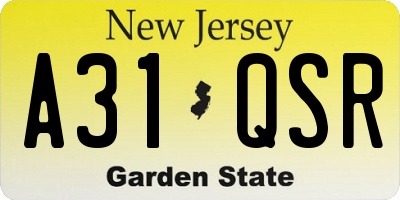 NJ license plate A31QSR