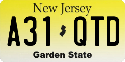 NJ license plate A31QTD