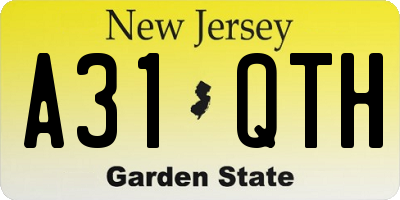 NJ license plate A31QTH