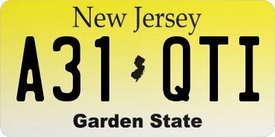 NJ license plate A31QTI