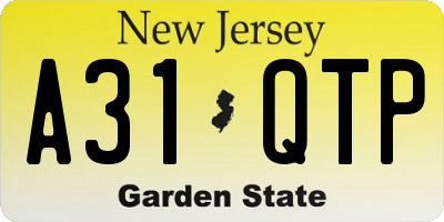 NJ license plate A31QTP