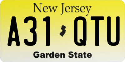 NJ license plate A31QTU