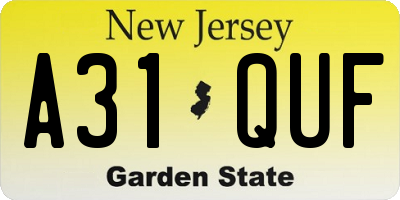 NJ license plate A31QUF