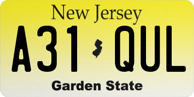 NJ license plate A31QUL