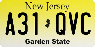 NJ license plate A31QVC