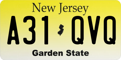NJ license plate A31QVQ
