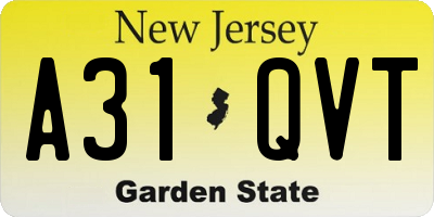 NJ license plate A31QVT