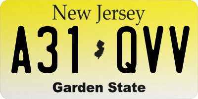 NJ license plate A31QVV